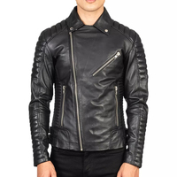 Veste Moto Décontractée d'Hiver pour Homme en Cuir de Vachette Pur de Haute Qualité avec Col Montant et Logo Frontal, Conçue pour une Durabilité Maximale, Fabriquée au Pakistan