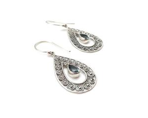 Boucles d'oreilles classiques faites à la main 925 bijoux en argent massif pour femmes 925 argent Sterling bleu topaze pierres précieuses Boho Style boucles d'oreilles cadeau - Product Image 3