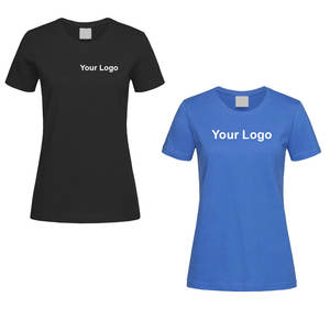 Vente en gros T-shirt pour femme personnalisé 100% coton T-shirt à manches courtes et col rond avec logo brodé Service OEM disponible - Product Image 1
