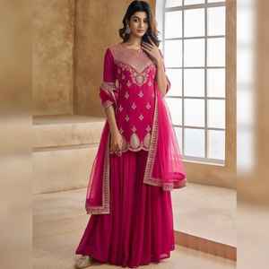 Trajes de Salwar Kameez de Diseño Tradicional y Moderno para Mujer, para Bodas, Festivales, Fiestas, Recepciones, Kurta Plazzo, Conjuntos de 3 Piezas - Product Image 1