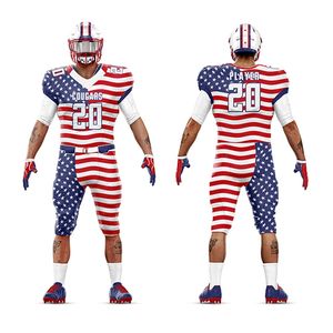 Venta al por mayor de uniformes de fútbol americano por encargo directo de fábrica transpirable cómodo duradero camisetas y pantalones para deportes - Product Image 6