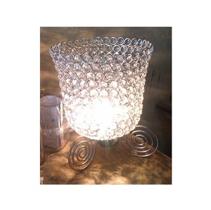 Porte-bougie en métal argenté en forme de tulipe, avec de vrais cristaux scintillants, pilier élégant - Product Image 5