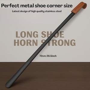 Chausse-pied en acier inoxydable de 52 cm, manche long, durable, bâton à enfiler les chaussures confortable avec poignée allongée, bâton à chaussures - Product Image 2