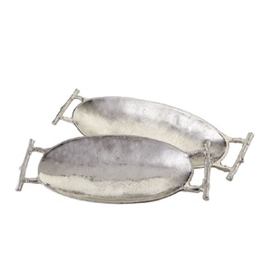 Aluminium argent de haute qualité fini avec des poignées uniques faites à la main pour servir le bol à café et à soupe - Product Image 6