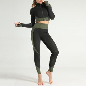 Conjunto de Yoga Ligero para Mujer, Cintura Media Elástica, Top Corto de Gimnasio, Pantalones a Media Pierna, Transpirable, de Secado Rápido, Color Sólido, para Entrenamiento - Product Image 2