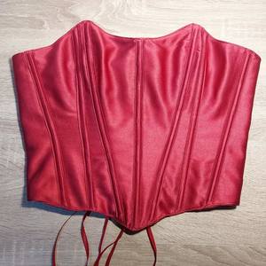 Top de corsé de satén de diseñador para mujer con adorno de diamantes de imitación y deshuesado de acero, corpiño de lujo, moda de fiesta - Product Image 3