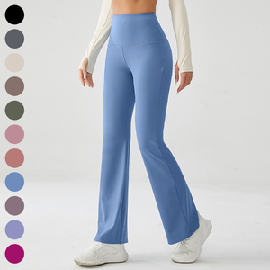 New Arrival <b>Nude</b> Sports Leggings Women Fitness Solid Naked High Waist Bell-bottoms Skin Friendly Breathable Casual Yoga Pants - Product Image 3