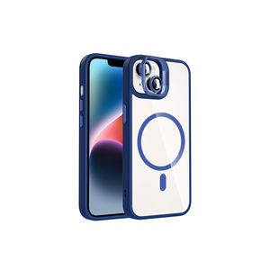 Coque de protection en silicone premium Netzy Luxury M-Safe compatible avec iPhone 14, avec béquille intégrée et protection d'objectif d'appareil photo, disponible INS - Product Image 1