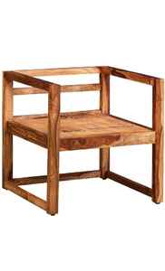 Modern Block Design Solid Wood Armchair with <b>White</b> <b>Cushions</b> Lounge Chair for Home Office Villa and Hotels - Product Image 2