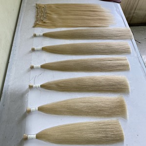 Extensiones de cabello indio brasileño Natural alineado con cutícula superventas estilo ondulado Rubio a granel nuevo recto Natural al por mayor crudo - Product Image 3