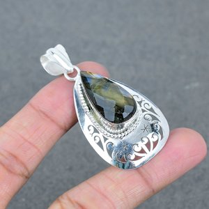 Colgante de Latón chapado en plata 925 de alta calidad, piedras preciosas de labradorita, venta al por mayor, colgantes y dijes de joyería fina a precio de fábrica - Product Image 1