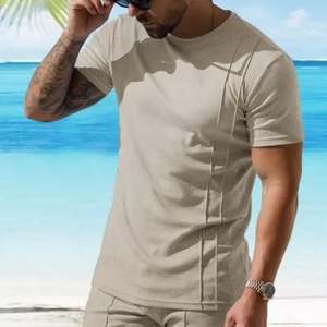 Nuevos conjuntos de pantalones cortos de ropa de calle de verano de algodón para hombres, estilo suelto, 2 piezas, camiseta y pantalones cortos, conjunto informal de Hip Hop para hombres con estampado de sudor - Product Image 3