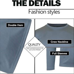 Camiseta de Manga Larga para Hombre, Corte Ajustado, Tejido Sólido, Casual, Absorbente de Humedad, Cuello Redondo, Sin Etiqueta, 100% Poliéster, 150g - Product Image 5