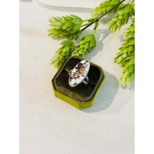 Southwest-Style Wild Horse & Sterling <b>Silver</b> <b>Statement</b> <b>Ring</b> Size 10.75 Natural Stone Boho Oval Cut Pear Shape Everyday Wear - Product Image 3