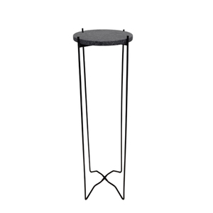 Lot de 2 tables d'appoint rondes en fer et marbre, couleur noire, table basse de petite taille pour meubles de salon personnalisés - Product Image 2