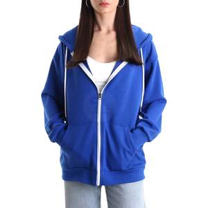 Sweat à capuche raglan bicolore pour femme, sweat-shirt à manches contrastées, épaules tombantes, pull à blocs de couleur, logo personnalisé, sweat à capuche en polaire - Product Image 6