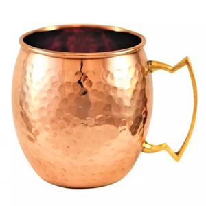 Handmade <b>Copper</b> Moscow Mule Mug Brass <b>Handle</b> Barrel Design Restaurant Bar Glasses Hammered Wine Drinkware Manufactured India - Product Image 1