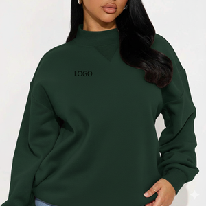 Sweat-shirt à col montant personnalisé en polaire lourd en polyester/coton, écologique, avec logo brodé, style pull-over, décontracté, automne - Product Image 1