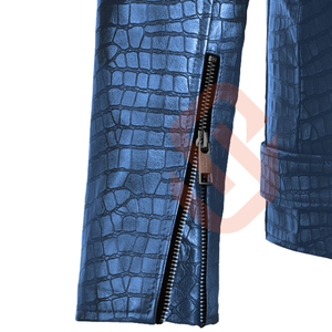 Chaqueta de cuero de pitón para hombre, nueva chaqueta de motorista de cuero de vaca genuino en relieve de piel de serpiente - Product Image 5