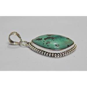 Joyería de Plata de Ley 925 hecha a mano colgante de cabujón turquesa Natural regalo para niñas y mujeres con encantadores dijes - Product Image 2