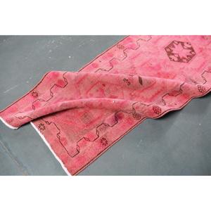 Vintage Turkish <b>Runner</b> <b>Rug</b> 2.6x12.4 ft (79x379 cm), Pink Floral Herki <b>Rug</b> - Product Image 5