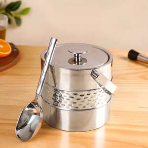 ถังน้ำแข็งโลหะสีทองแบบตอกลาย วางจำหน่ายในราคาขายส่ง เพิ่มความหรูหราให้กับบาร์ใดๆ พร้อมเก็บความเย็นของน้ำแข็งได้นานหลายชั่วโมง - Product Image 3