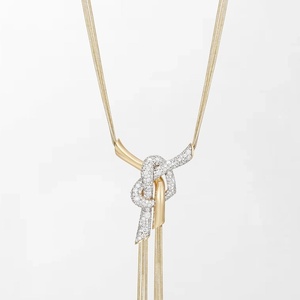 Chaîne en or jaune 18 carats avec diamants ronds de laboratoire de 2,56 carats en forme de nœud d'amour, qualité GH-VS, pour mariage, fiançailles et occasions spéciales. - Product Image 3