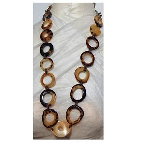 สร้อยคอบัฟฟาโลฮอร์นหลากสีสีเหลืองล้วนทำด้วยมือสินค้าอินเดีย - Product Image 6