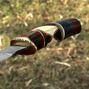 Galway Grove hecho a mano Damasco cuchillo de caza Clip punto borde plano grabado mango decorativo hoja fija grado Industrial - Product Image 6