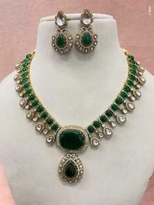 Trendy <b>Moissanite</b> Diamond Look Jewelry Set WIth Simple Look Style <b>Necklace</b> Earrings Set Elegant Brass Wedding Gift for Parties - Product Image 2