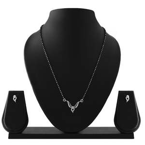 Boucles d'oreilles de mariée Mangalsutra, bijoux du fabricant indien, vente en gros, collier de mariage en cristal CZ - Product Image 3