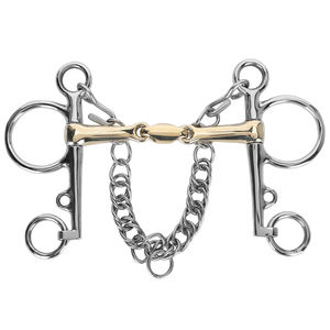 Mors Pelham en acier inoxydable, double rênes, poli miroir, embouchure pour cheval, contrôle à double action, distribution de pression uniforme, pour spectacle - Product Image 1