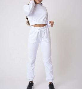 OEM High Quality <b>Lady</b> Pullover Hoodie with Stand Collar Long <b>Sleeve</b> Crop <b>Top</b> Autumn <b>Knitted</b> Fabric Front Logo Design for Women - Product Image 5