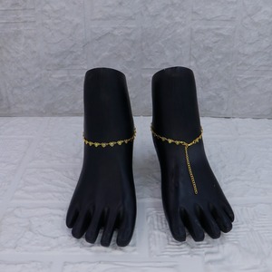 Tobillera de Eslabones Circulares Chapada en Oro de Moda para Mujer, Cadena de Pie de Diseñador, Joyería Nupcial, Tobillera de Moda para Uso Diario - Product Image 2