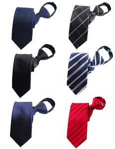 Cravates classiques pour hommes pré-nouées, rayées, couleur unie, en polyester, pour usage quotidien, accessoires formels et professionnels - Product Image 1