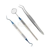 Set Pemeriksaan Gigi 3 Pcs Perlengkapan Diagnostik Dasar Instrumen Manual Baja Tahan Karat Berkualitas Tinggi Cermin Explorer Pinset CE