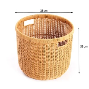Natural Rattan Storage <b>Basket</b> Circle With Handles Nordic Style Clothing Storage <b>Basket</b> - Product Image 2