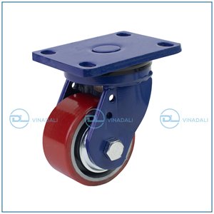 ล้อเบรกโพลียูรีเทนสีแดงขนาด4นิ้วล้อหมุนสำหรับงานหนักแกนเหล็ก400กก. - Product Image 1