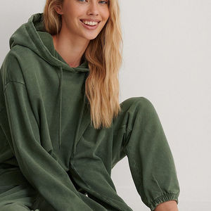 Sweat à capuche oversize pour femme, en coton 100%, lavage à l'acide, poids lourd, doublé en polaire, coupe-vent, streetwear, épaules tombantes, personnalisé - Product Image 3