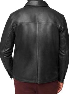 Chaqueta clásica de piel de cordero negra/marrón para hombre, chaqueta de carreras Vintage para motocicleta - Product Image 4