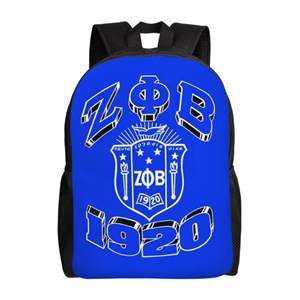 Zeta Phi Beta Sac à dos décontracté en tissu de coton personnalisé avec fermeture à glissière pour étudiants - Product Image 1