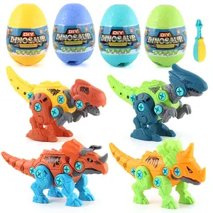 Huevo de dinosaurio ensamblado para niños, juguete educativo de dinosaurio Triceratops DIY para regalo promocional, novedad