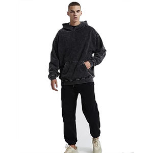 Sweats à capuche légers pour hommes manches longues décontracté couleur unie sweats coupe ample mode hauts à capuche avec poche - Product Image 5
