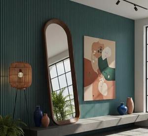 Miroir pleine longueur encadré en bois de noyer, artisanal, écologique, léger, décoration moderne pour la maison à prix abordable - Product Image 1