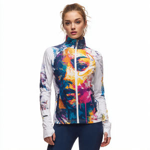 เสื้อแจ็คเก็ตออกกำลังกายผู้หญิง โพลีเอสเตอร์ 100% คอตั้ง ระบายอากาศ กันลม ซับในผ้าฝ้าย ดีไซน์ปรับแต่งได้ สำหรับวิ่ง - Product Image 2