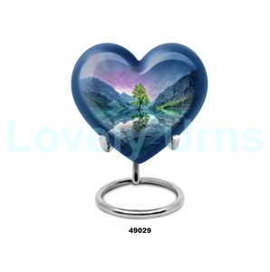 ของประดับรูปหัวใจแสงรุ่งอรุณสีน้ำเงินสำหรับใส่เถ้ากระดูกของมนุษย์ของที่ระลึกขนาดเล็กพร้อมขาตั้งและถุงกำมะหยี่ฟรี - Product Image 2