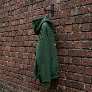 Sweat-shirt à capuche surdimensionné vert forêt premium, demi-zip, en molleton épais, personnalisable OEM ODM, vente en gros, streetwear - Product Image 4