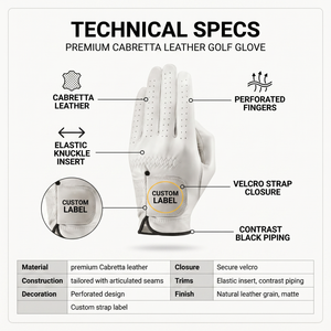 Premium Men's Full Finger Cabretta Leather <b>Golf</b> Gloves Custom Logo Strap Breathable White All-Season Golfing Gear OEM Sialkot - Product Image 5