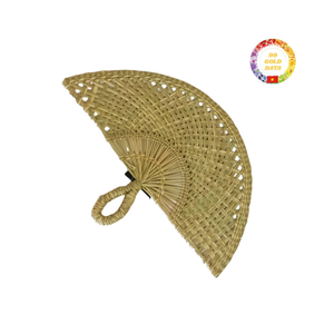 Ventilador de mano de algas marinas hecho a mano decorativo ventilador tejido de paja de hoja de palma de bambú ecológico para regalo de boda y hogar - Product Image 4