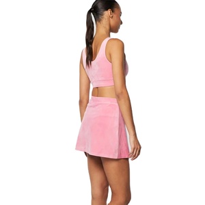 Trendy Women Two Piece Outfit Crop Top with <b>Skirt</b> Sportswear Gym Fitness Clothing Wholesale Custom Logo Tennis Wear Uniform - Product Image 2